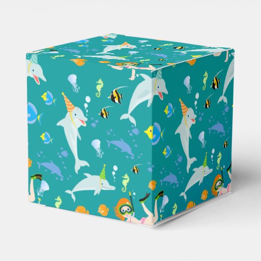 海のイルカと女の子の誕生日パーティーの下 フェイバーボックス (裏面サイド)