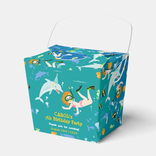 海のイルカと女の子の誕生日パーティーの下 フェイバーボックス (正面サイド)