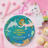 海のイルカと女の子の誕生日パーティーの下 ペーパープレート (パーティー)