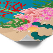 海のイルカと女の子の誕生日パーティーの下 ポスター (角)