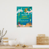 海のイルカと女の子の誕生日パーティーの下 ポスター (キッチン)