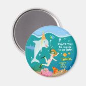 海のイルカと女の子の誕生日パーティーの下 マグネット (正面/裏面)