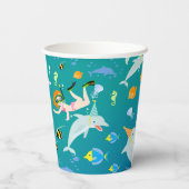 海のイルカと女の子の誕生日パーティーの下 紙コップ (裏面)