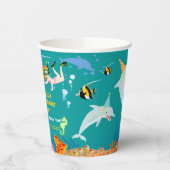 海のイルカと女の子の誕生日パーティーの下 紙コップ (左)