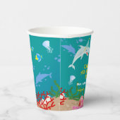 海のイルカと女の子の誕生日パーティーの下 紙コップ (右)