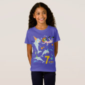 海のイルカと女の子の誕生日パーティーの下 Tシャツ (正面フル)