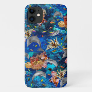 海のイルカと珊瑚礁の下で iPhone 11 ケース