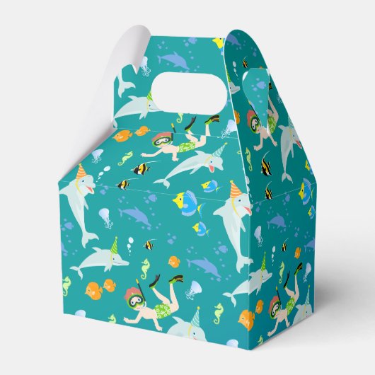 海のイルカと男の子の誕生日のパーティーの下で フェイバーボックス (裏面サイド)