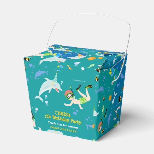 海のイルカと男の子の誕生日のパーティーの下で フェイバーボックス (正面サイド)