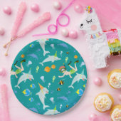 海のイルカと男の子の誕生日のパーティーの下で ペーパープレート (パーティー)