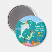 海のイルカと男の子の誕生日のパーティーの下で マグネット (正面/裏面)