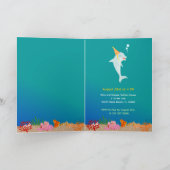 海のイルカと男の子の誕生日のパーティーの下で 招待状 (内部)