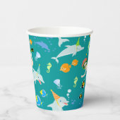 海のイルカと男の子の誕生日のパーティーの下で 紙コップ (左)