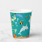 海のイルカと男の子の誕生日のパーティーの下で 紙コップ (左)