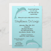 海のイルカのベビーシャワーの招待状の下の5x7 招待状 (正面/裏面)