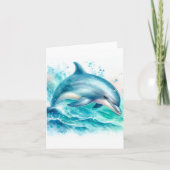 海のイルカの下の沿岸 サンキューカード (正面)