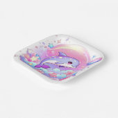 海のイルカの威厳のある赤ちゃんシャワーの下で ペーパープレート (傾斜あり)