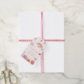 海のイルカの少女の赤ちゃんシャワーの下でピンクかわいい ギフトタグ (より糸付き)