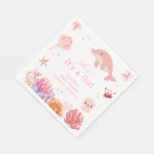 海のイルカの少女の赤ちゃんシャワーの下でピンクかわいい スタンダードランチョンナプキン (角)