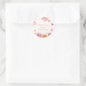 海のイルカの少女の赤ちゃんシャワーの下でピンクかわいい ラウンドシール (バッグ)