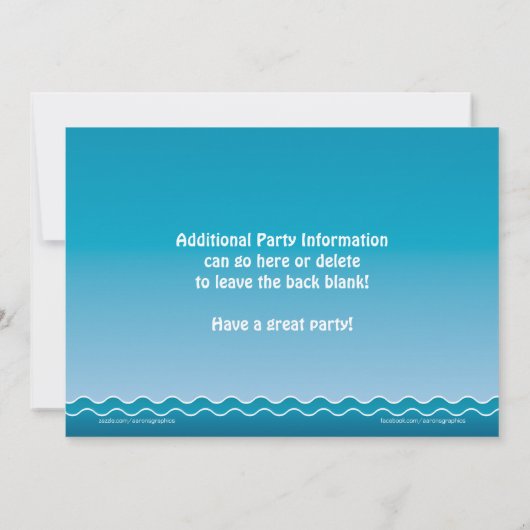 海のイルカの誕生日の招待状のおもしろい 招待状 (裏面)