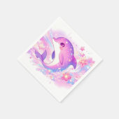 海のイルカの赤ちゃんシャワーの下で幸せ スタンダードカクテルナプキン (角)