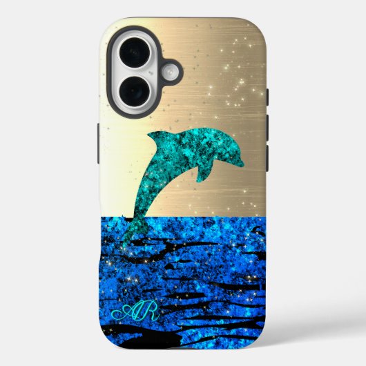 海のイルカ、スパークル、モノグラム  Case-Mate iPhoneケース (裏面)