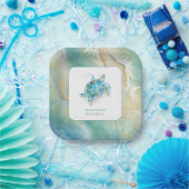 海のウェディングシャワーのための水彩の海の紙皿 ペーパープレート (パーティー)