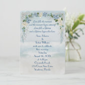 海のウェディングフラワーアーチのウォーターカラー 招待状 (スタンド正面)