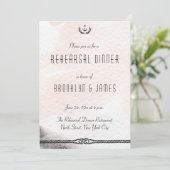 海のウェディングリハーサル招待状 水彩桃色 招待状 (スタンド正面)