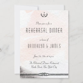 海のウェディングリハーサル招待状 水彩桃色 招待状