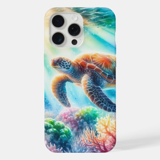 海のウミガメの下で iPhoneケース (裏面)