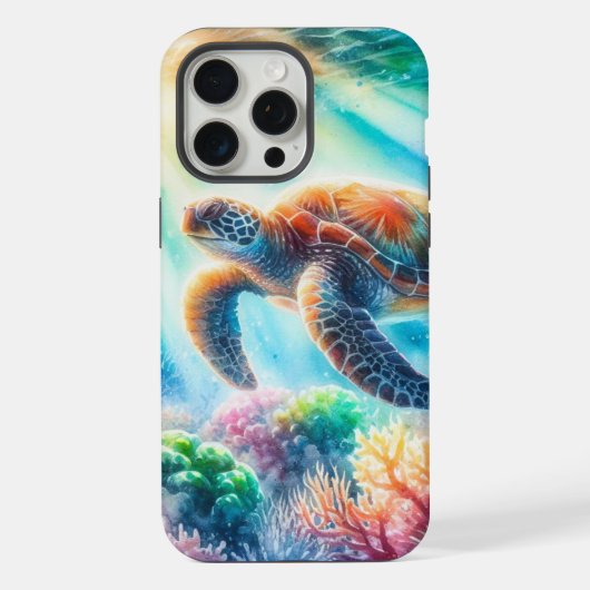 海のウミガメの下で iPhoneケース (裏面)