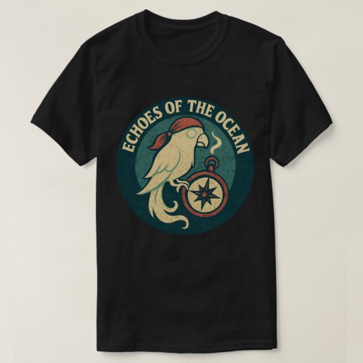 海のエコー 海賊オウム Tシャツ (デザイン正面)