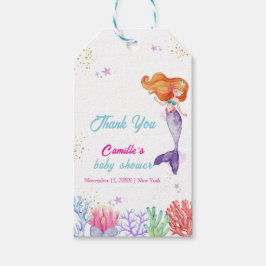 海のエレガント下で人魚の珊瑚の赤ちゃんシャワー ギフトタグ
