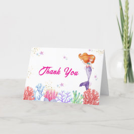 海のエレガント下で人魚の珊瑚の赤ちゃんシャワー サンキューカード