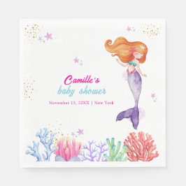 海のエレガント下で人魚の珊瑚の赤ちゃんシャワー スタンダードランチョンナプキン