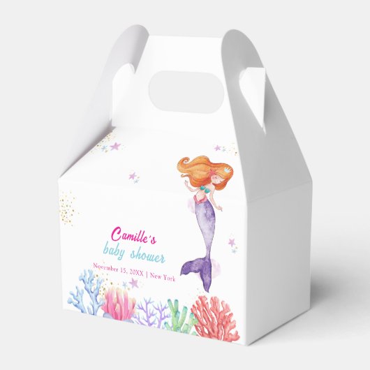 海のエレガント下で人魚の珊瑚の赤ちゃんシャワー フェイバーボックス (正面サイド)