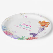 海のエレガント下で人魚の珊瑚の赤ちゃんシャワー ペーパープレート (アングル)