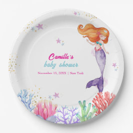 海のエレガント下で人魚の珊瑚の赤ちゃんシャワー ペーパープレート