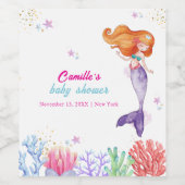 海のエレガント下で人魚の珊瑚の赤ちゃんシャワー ワインラベル (シングルラベル)