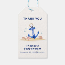 海のエレガント下で航海のいかり男の子のシャワー ギフトタグ