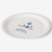 海のエレガント下で航海のいかり男の子のシャワー ペーパープレート (アングル)