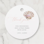 海のエレガント小さな真珠の赤ちゃんシャワーの下で フェイバータグ (裏面)