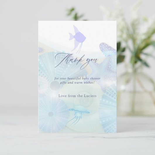 海のエレガント海をテーマにした男の子のシャワー サンキューカード (スタンド正面)