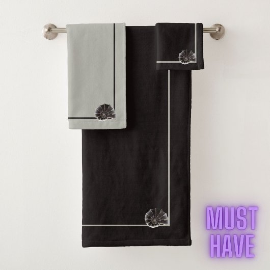 海のエレガント生活カタツムリ海の海の中性モノクロ バスタオルセット