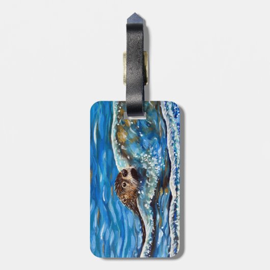 海のオター絵画ター ラゲッジタグ (裏面縦)