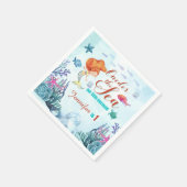 海のオレンジの人魚の最初の誕生日の女の子のワンダー スタンダードカクテルナプキン (角)