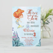 海のオレンジの人魚の3番目の誕生日に3つ 招待状 (スタンド正面)