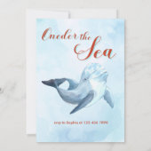 海のオレンジマーメイドの最初の誕生日の女の子 招待状 (裏面)